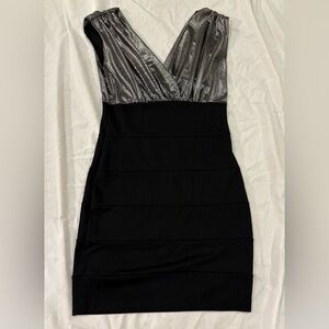 AKIRA Black and Silver Mini Dress Body-con size Medium